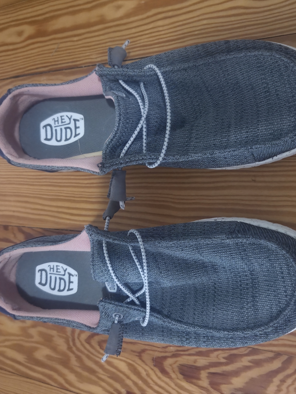 Hey Dude Women's Grey Canvas Slip-On Loafers with Pink Lining - Picture 4 of 6